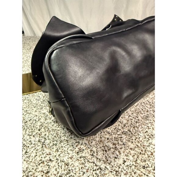 Betsey Johnson Black Bow Satchel Bag with Floral Interior Medium - Picture 9 of 11